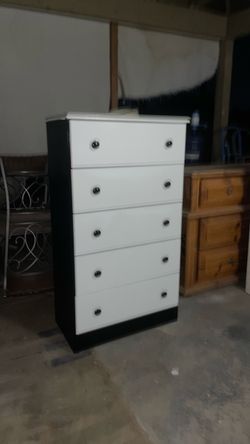 5-Drawer Tall Dresser Black and White