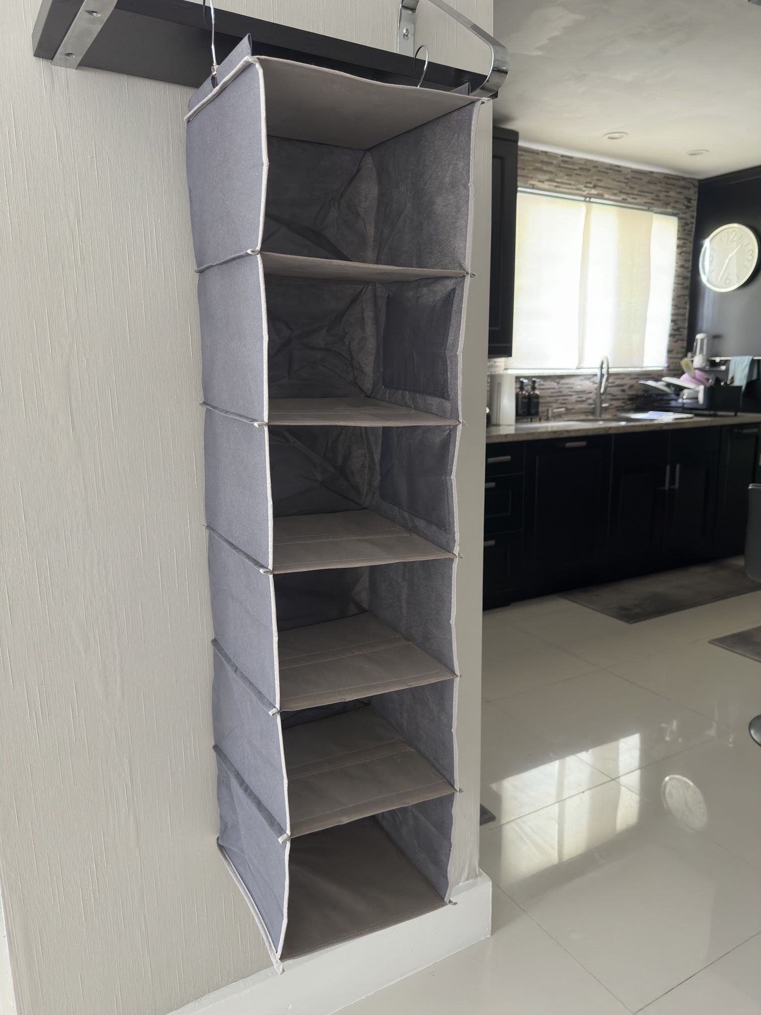 Hanging Closet Organizer and Storage, 6-Shelf Closet Hanging Storage Shelves, Grey