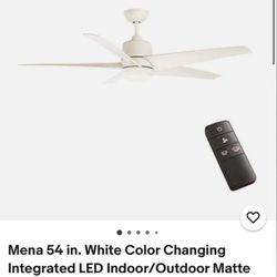 Hampton Bay 54" Matte White Mena Ceiling Fan - Quick Install, Remote Control, Integrated Led, Damp Rated
$80 EACH CEILING FAN