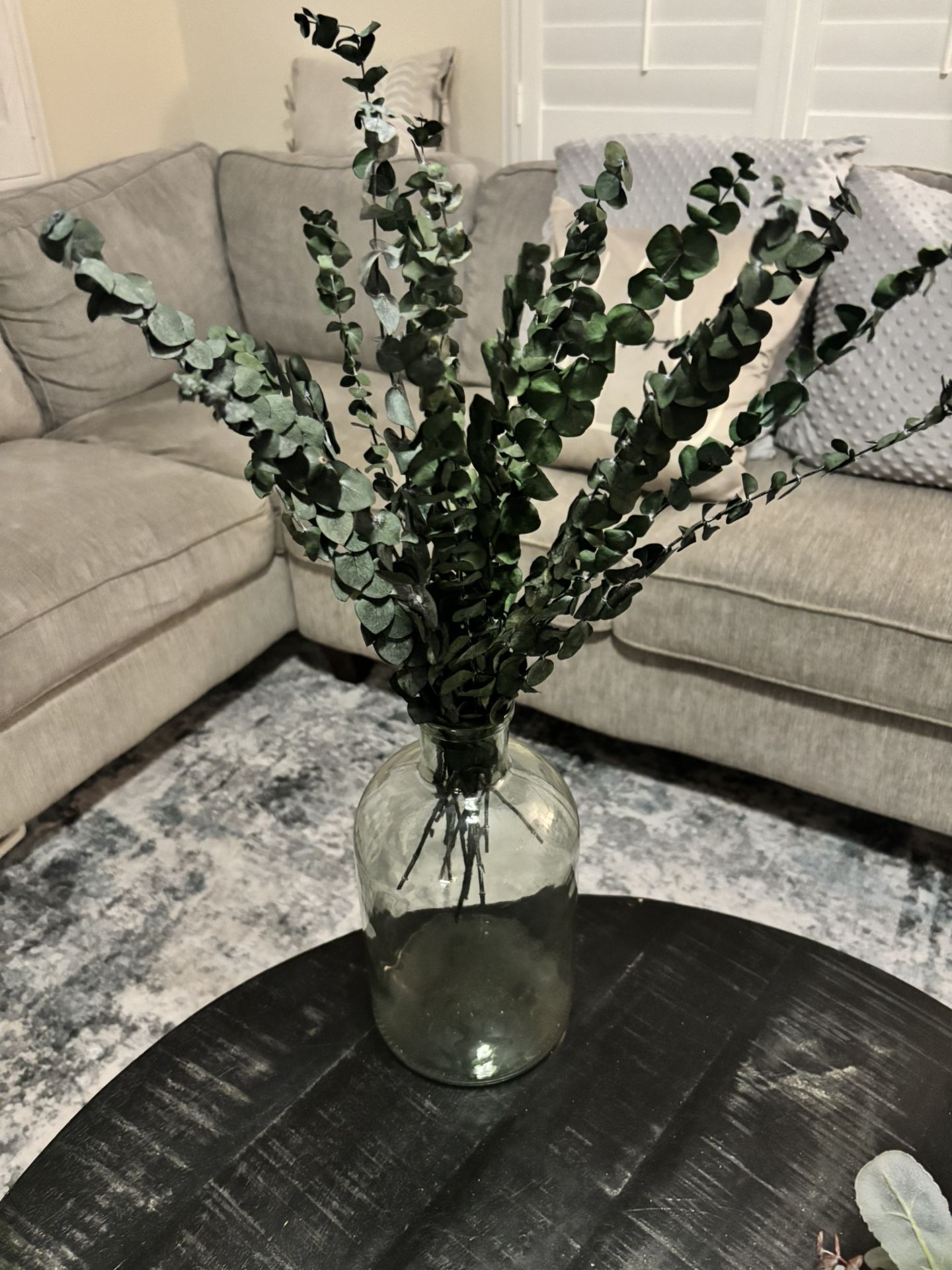Decorative Vase w/Dried Eucalyptus Stems Included
