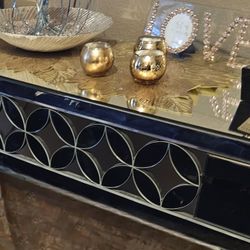 Mirrored Geometric Console Table