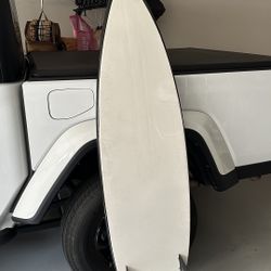 74” White Surfboard