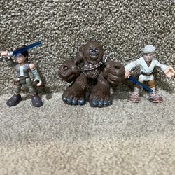 Imaginext Star Wars Galactic Heroes Figure lot of 3 Chewbacca Obi wan Rey
