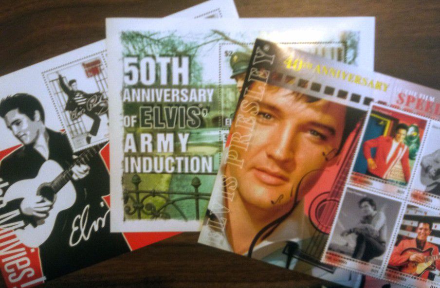 2008 Elvis Presley Set Of 3 Collectable Stamp Sheets MNH Army Film Anniversary Theme