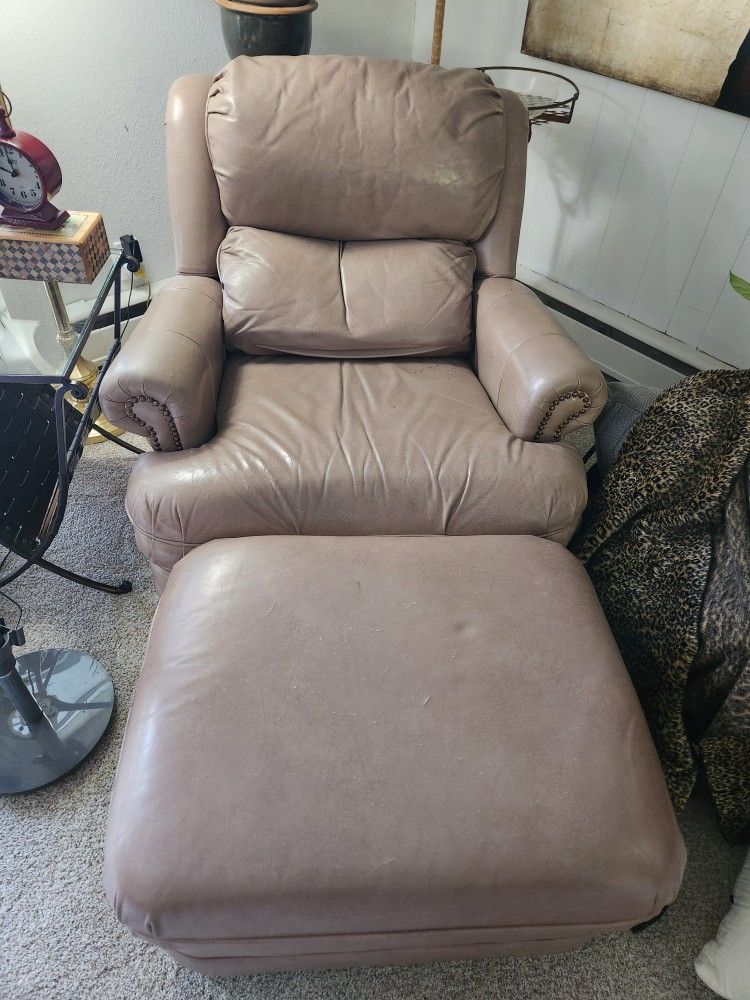 Leather Chair And Ottoman