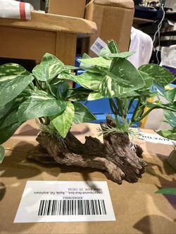 GOZILLA Silk Fish Tank Plants,Reptile Artificial Plant,Reptile Plants for Terrarium,Aquarium Decorations Accessories Set,Resin Driftwood Silk Aquarium