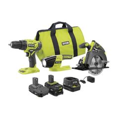 NEW RYOBI PCK101KN ONE+ 18V Lithium-ion Cordless 3-Tool Combo Kit