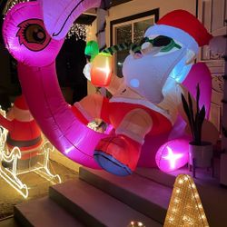 New Inflatable Santa On A Flamingo 