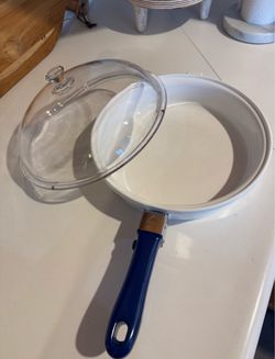 White Ceramic Frying Pan with Glass Lid