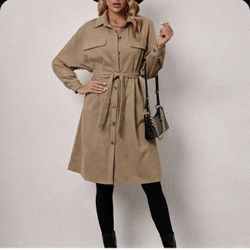 Corduroy Lace-up Long Coat