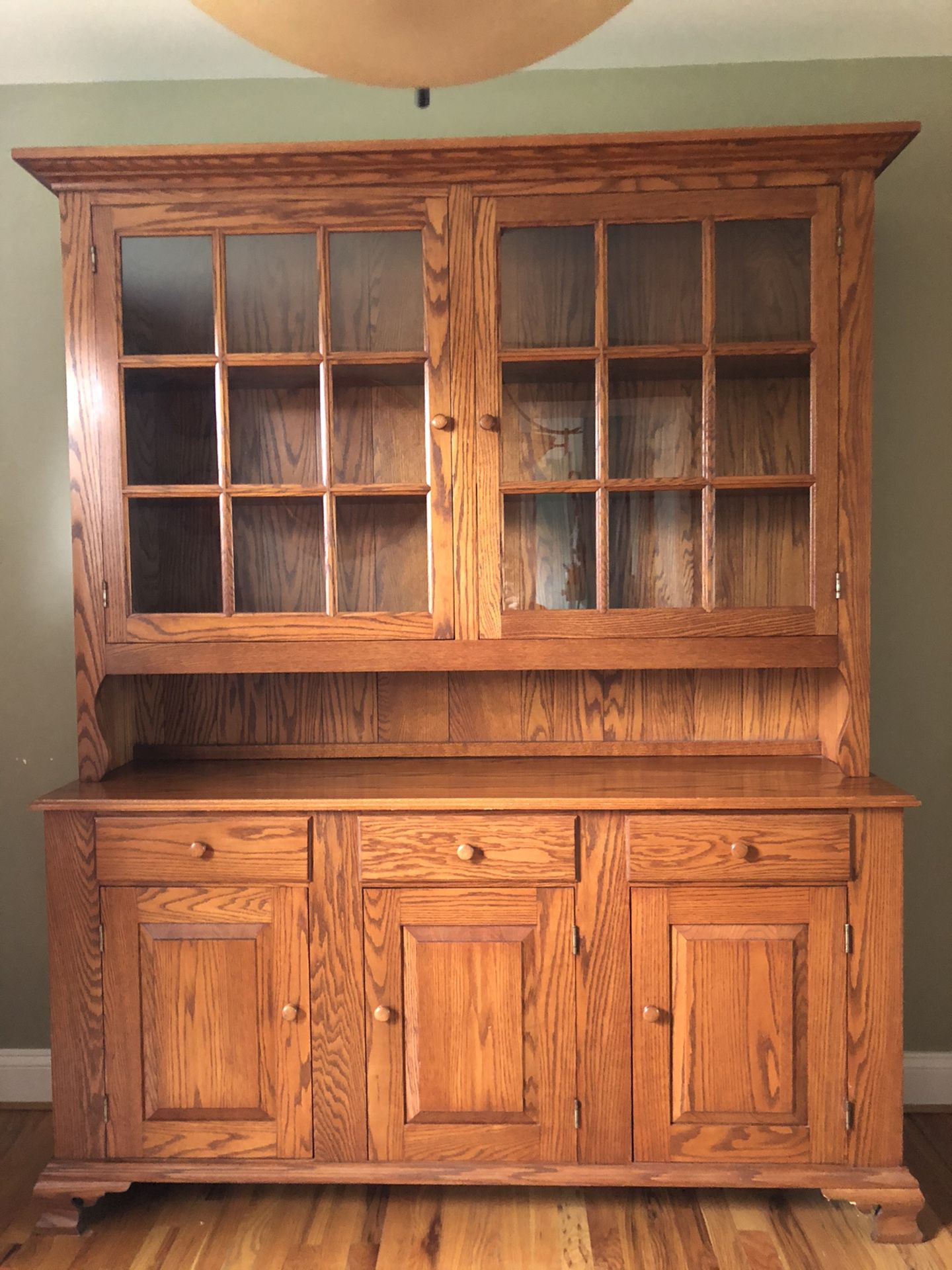 Solid Oak China Cabinet and Buffet