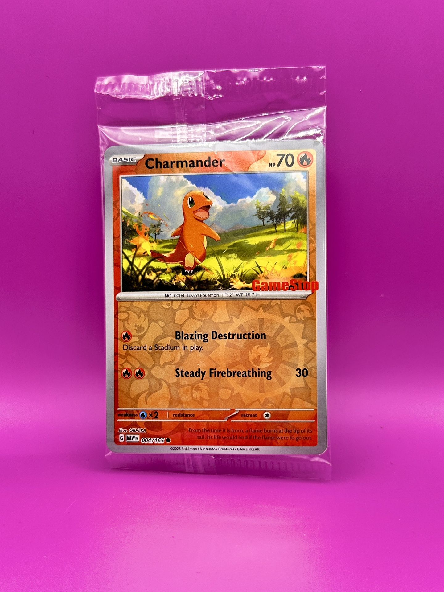Charmander Pokémon 151 GameStop Exclusive Promo Reverse Holo 004/165