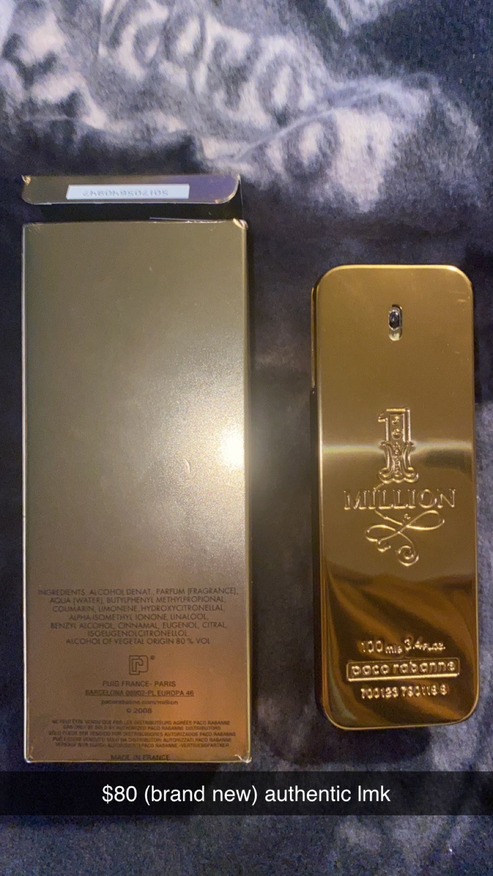 1 Million Paco Rabanne EAU DE TOILETTE NATURAL SPRAY 100ml e 3.4 FLOZ.