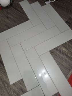 " beatufull subway tile 4x16 light gray color " only= 15 dlr a box