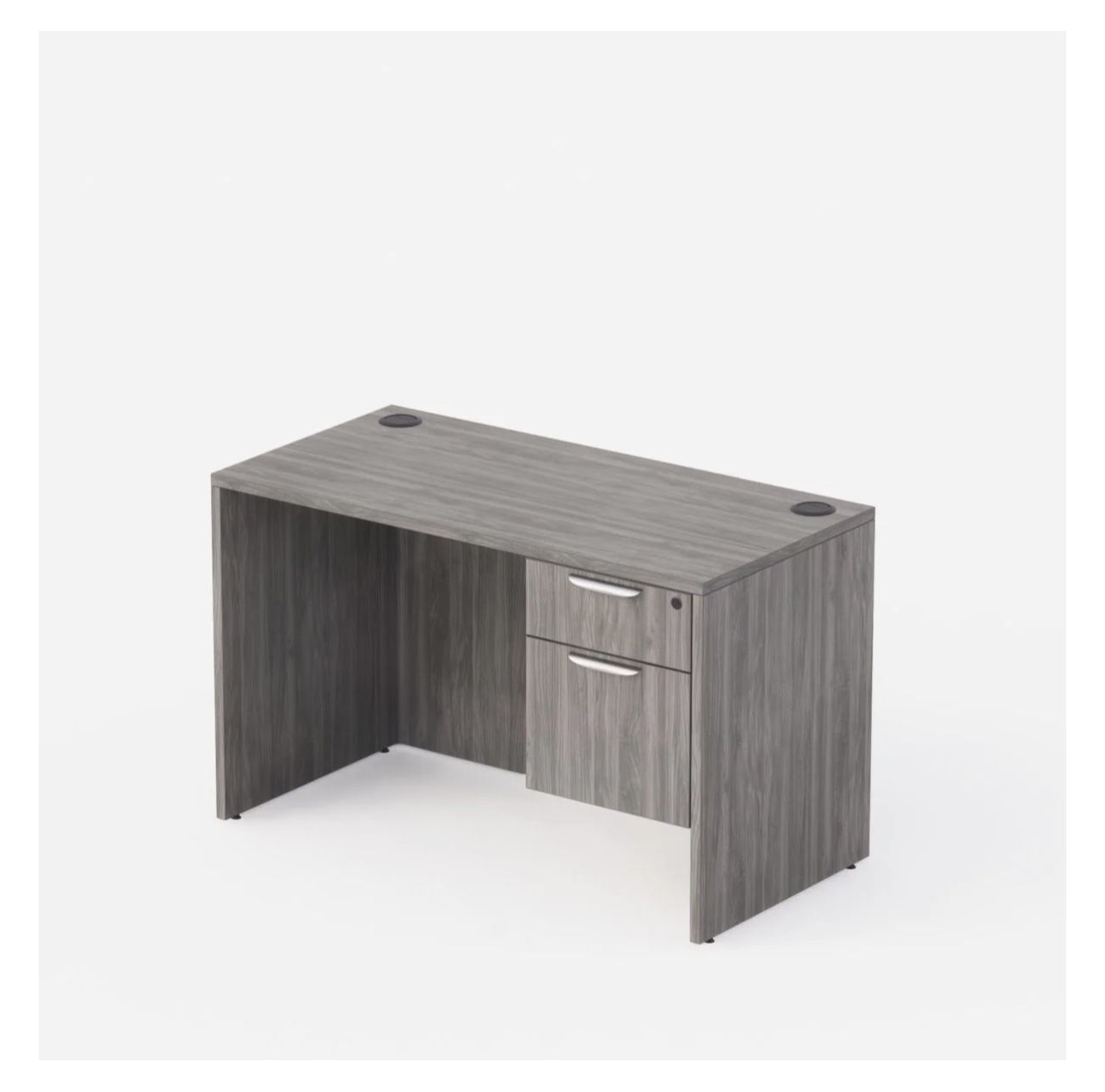 STRAIGHT DESK 60"W X 30"D WITH HANGING BOX/FILE PEDESTAL - STONE GRAY