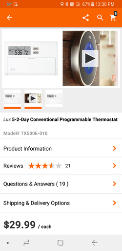 Lux programmable thermostat tx500E