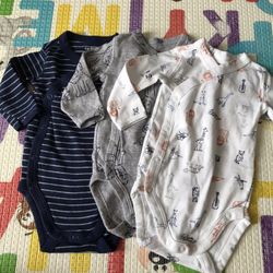 Carter’s Brand 3Pack Long Sleeve Body Suit Snap On Size: 3M 