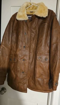 Brown Genuine Leather Winter Coat