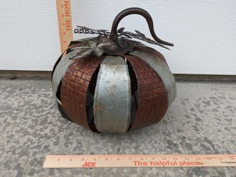 Galvanized Metal Pumpkin For Candle Fall Holiday Decor