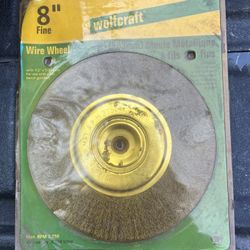 NEW Wolfcraft  8” Crimped Wire Wheel 5/8"-1/2" Arbor Hole Bore 16mm