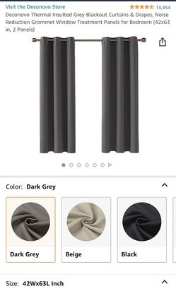 Thermal Insulated Blackout Noise Reduction Curtains ( 42 X 63” 2 Panels) by Deconovo