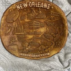 Vtg. MCM New Orleans Mardi Gras City, Pressed Wood.