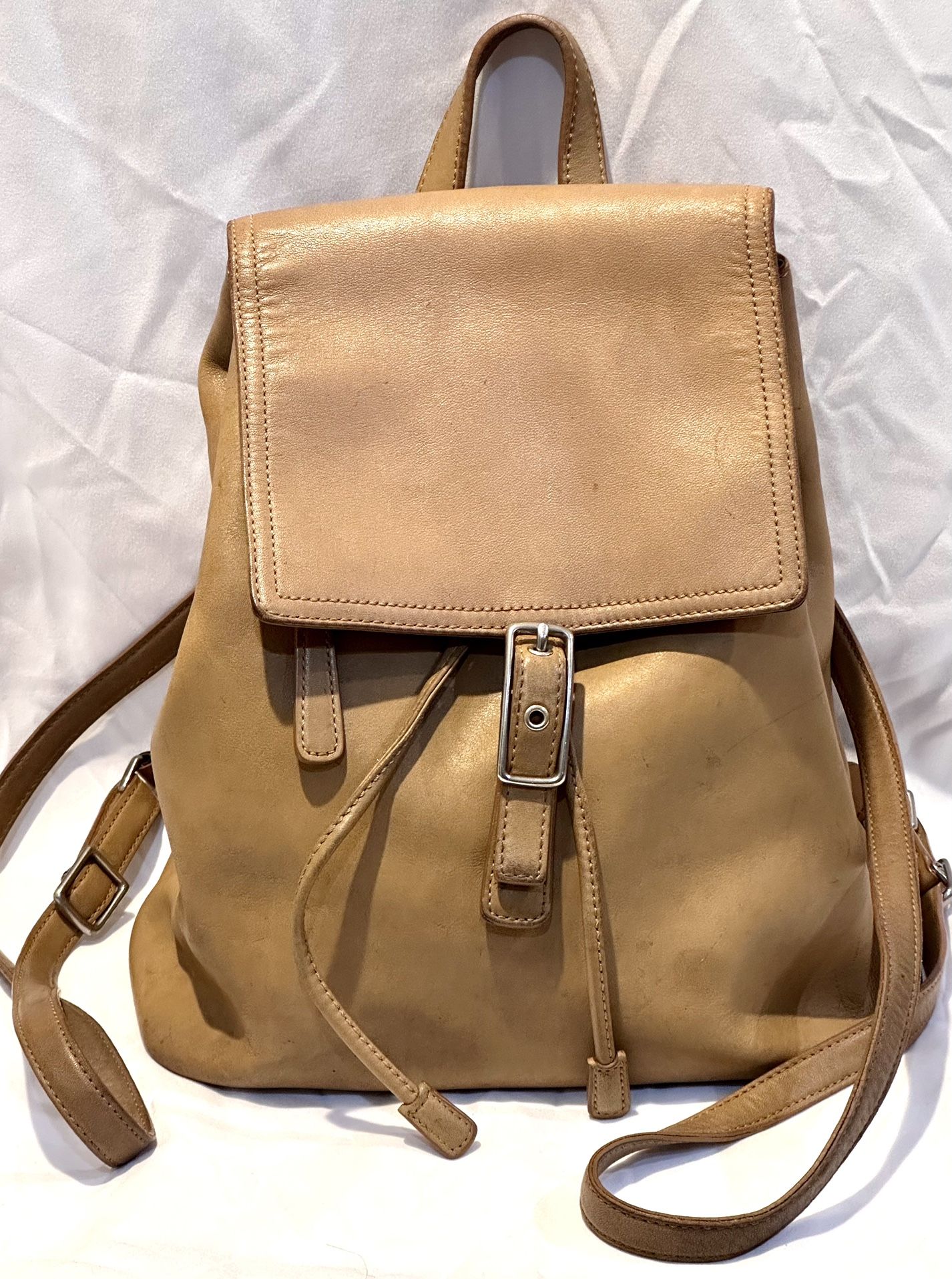 Old Vintage Coach Backpack Legacy Tan Leather Daypack 9827
