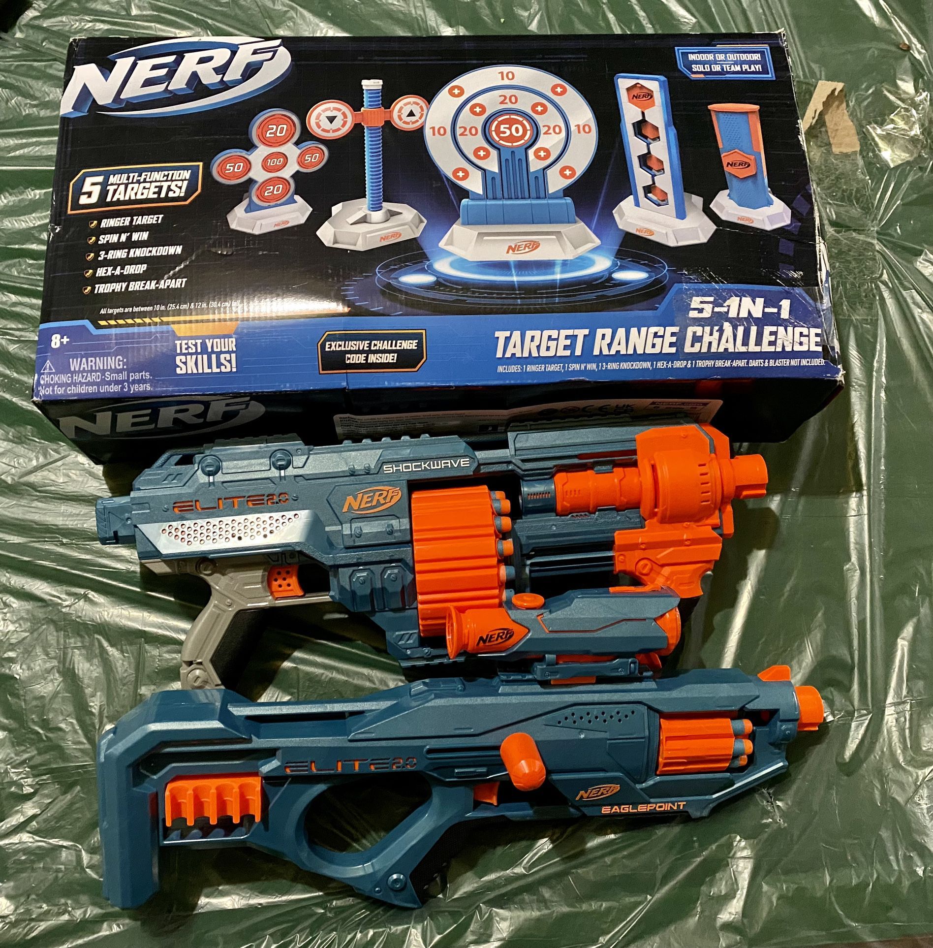 Nerf Guns & Targets — (Shockwave) / (Eaglepoint) / (5 In 1 Target Challenge)
