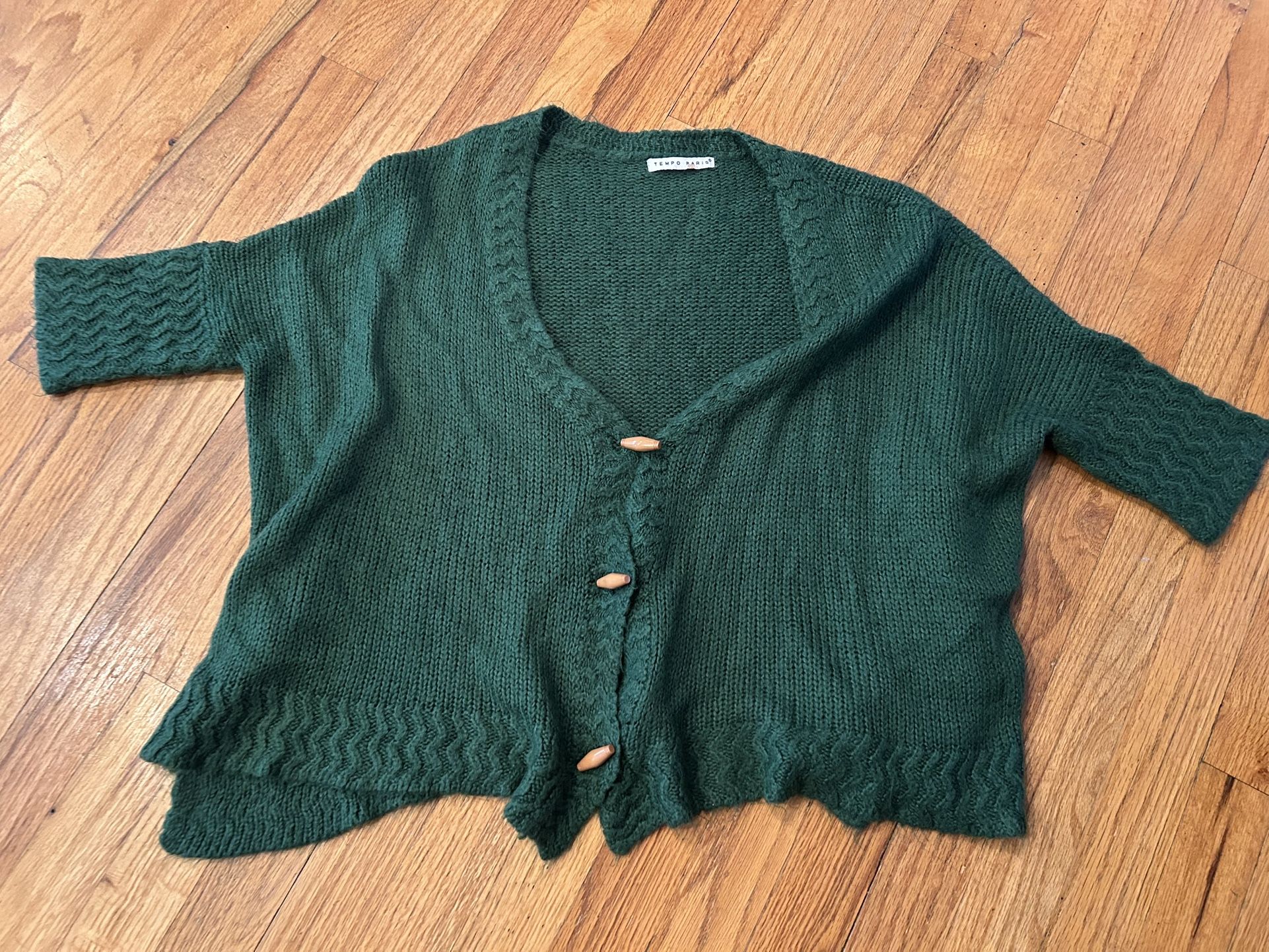 Green knitted cardigan size medium