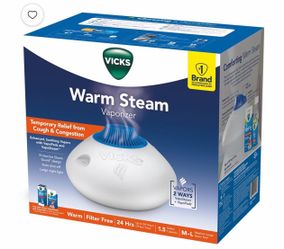 Vicks Warm Steam Vaporizer & Humidifier 1.5 Gallon Tank for Small and Medium Rooms, Night Light, Works with VapoPads and VapoSteam