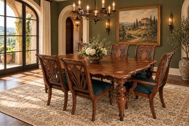 Like NEW 8-Piece DINNING Room TABLE 6 Chairs & Leaf
