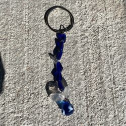 Evil Eye Clear Quartz Crystal Keychain Pendant 