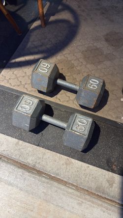 60lb Cast Iron Hex Dumbbells
