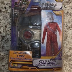 Guardians of the Galaxy Star Lord Full 2 Piece Costume & Mask Size Youth 8-10