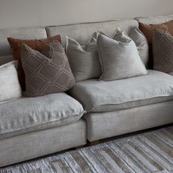 Luxury Cream Sectional Couch with Chaise Lounge