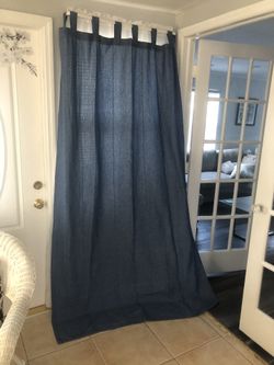 4 IKEA Denim Curtains W/ Tie backs 55” X98”