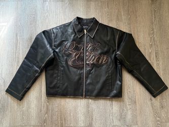 Boxy Tumble PU Applique Bomber Jacket sz: small
