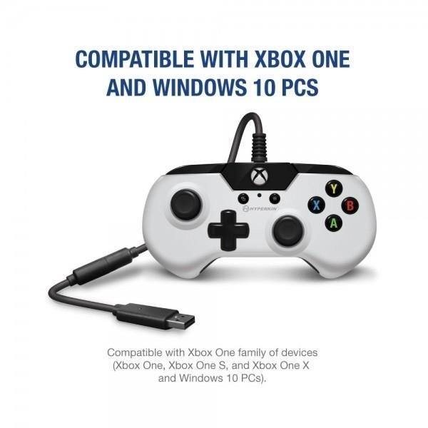 X91 Wired Controller for Xbox One/ Windows 10 (White) - Hyperkin