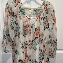 NEW - Women’s Plus Size 2X Sheer Blouse With Detached White Camisole - both new with Tags