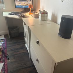 Antique Style Corner Desk And Cabinet