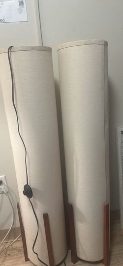 Pair of 48" Beige Cylinder Floor Lamps FOR BOTH
