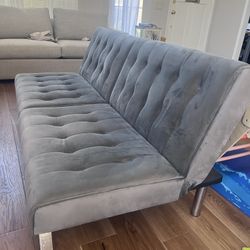 71” Gray Velvet Futon