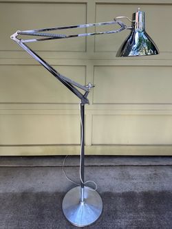 Midcentury modern chrome Luxo L-1 floor lamp by Jac Jacobsen