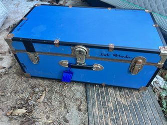 Blue Storage Trunk with Metal Hardware