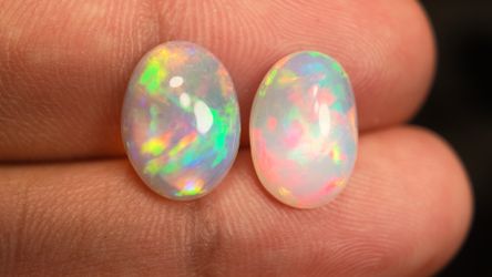 7.4 Ct Natural Ethiopian Opal Oval Cabochon Loose Gemstone Lot of 2