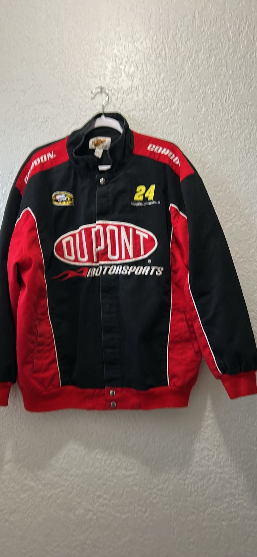 VINTAGE JEFF GORDON Winner's Circle Racing Jacket XL DuPont NASCAR Black & Red