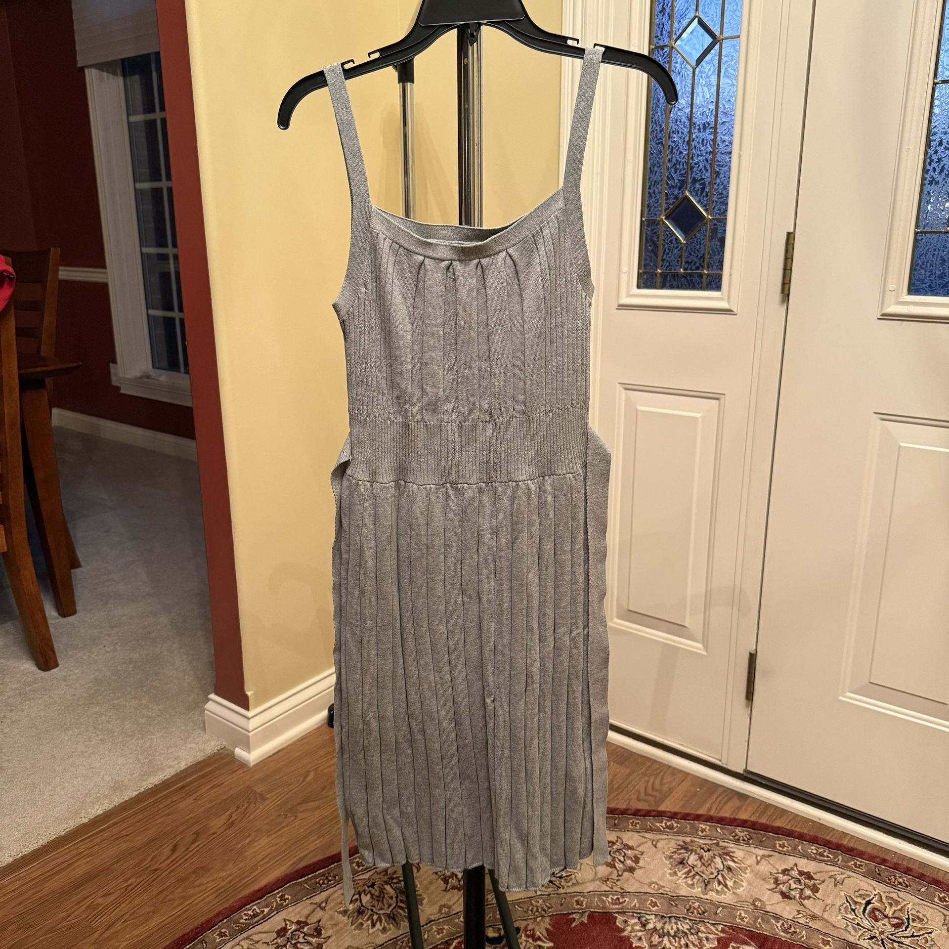 Old Navy Soft Sweater Sheath Dress Shoulder Strap Ribbed Top Pleated Skirt MEDIUM