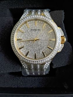 Invicta Crystal-Encrusted Gold-Tone Watch