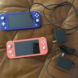 Nintendo Switch Lite Blue And Pink And 2 Games