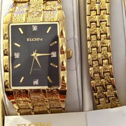 Men's Watch And Bracelet Set By Elgin